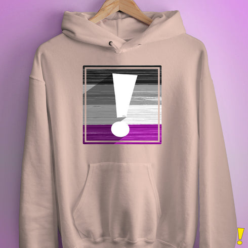 Asexual Pride Flag Exclamation Point Hoodie - Light Pink